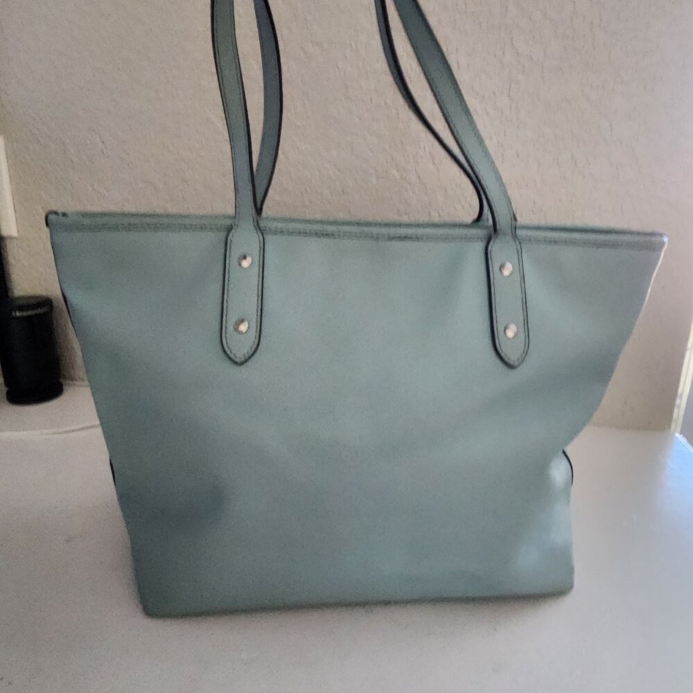 Coach City Zip Top Sky Blue Tote Bag (Damaged) - Picture 4 of 16